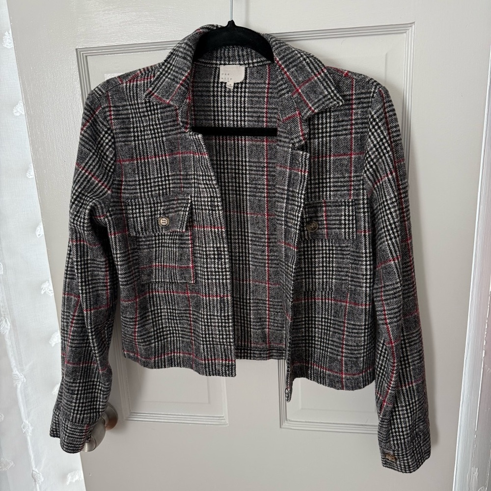 Dee Elly: Plaid Women's Jacket - Black and Red